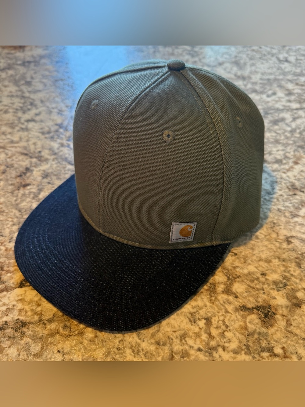 Carhartt Firm Duck Flat Brim Hat Cap Mens Adult One Size Snapback Green Cotton